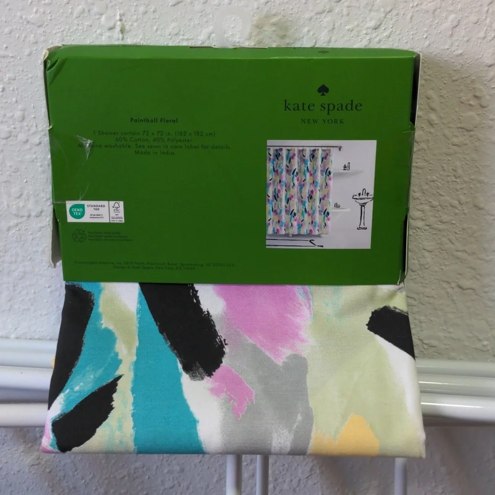 Kate Spade Paintball Floral Multicolor Abstract Pattern Shower Curtain 72